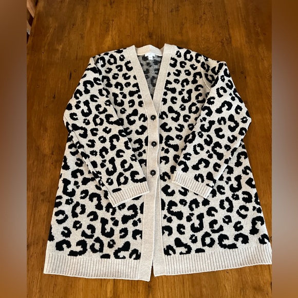 J. Jill Leopard 3 Button Cardigan Sweater EUC - Picture 4 of 12